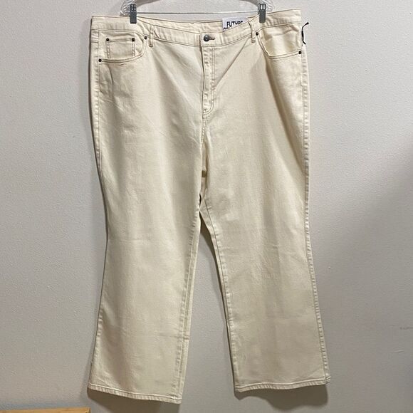 NWT Future Collective High Rise Flare Jeans 24 Cream Gabriella Karefa-Johnson - Picture 5 of 15